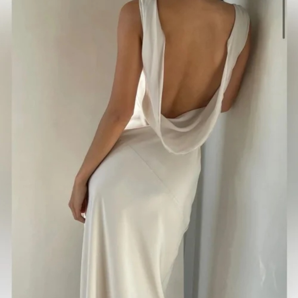 Meshki Drape Backless White Dress